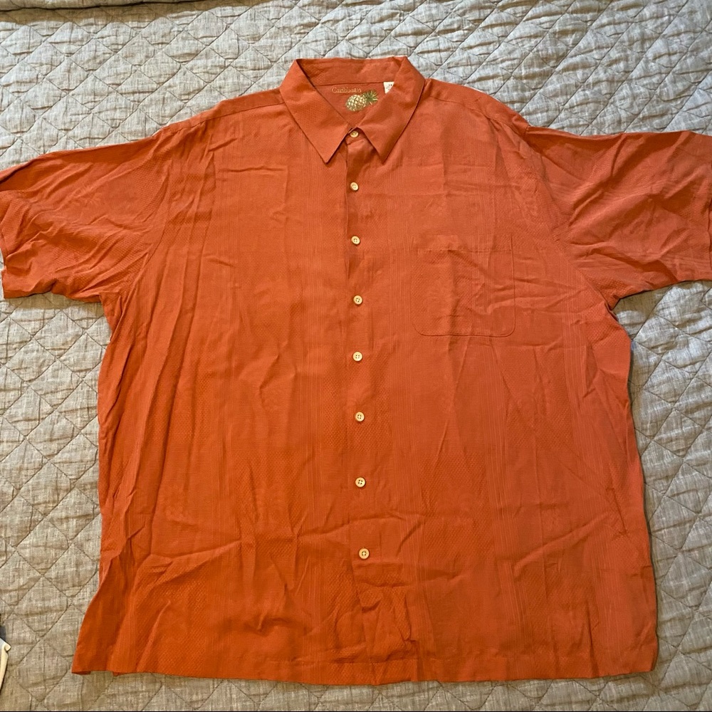 Orange Caribbean Silk Blend Shirt. Size 2XL